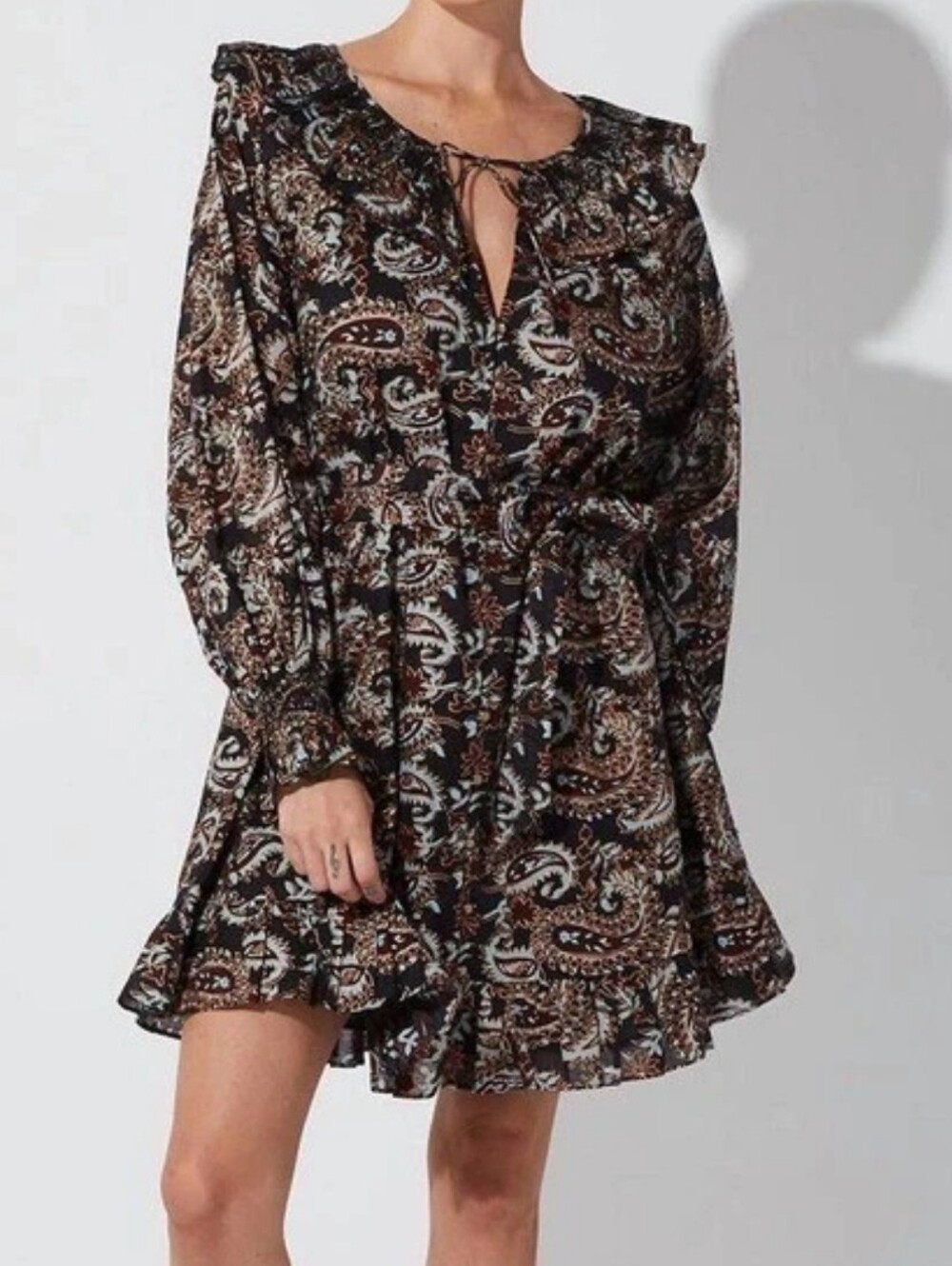 Cleobella Carolyn Organic Cotton Mini Dress Avalon Paisley Ruffle Dress Medium